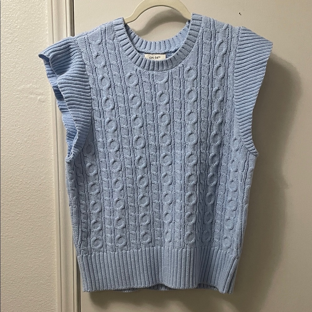 Light Blue Cable Knit Sleeveless Top